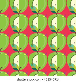 Seamless Green Apple pattern vector, Fruit Vector, Fruit Pattern, Apple pattern, Apple vector