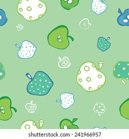 Seamless green apples pattern vector