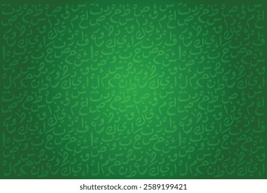 Seamless Green Arabic Text Design, Arabian Calligraphic Typography Texture