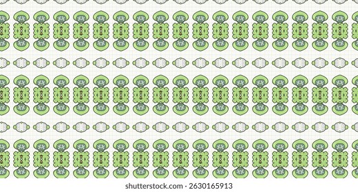 Seamless Green Asian Snack Pattern with Mochi and Leaf Motifs