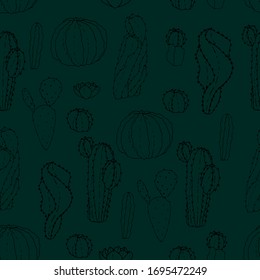 fondo verde transparente con cactus negro