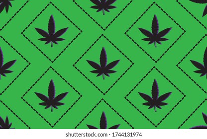 Fondo verde transparente con patrón de cannabis