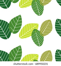 Seamless green background with decorative leaves. Textile rapport.