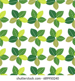 Seamless green background with decorative leaves. Textile rapport.