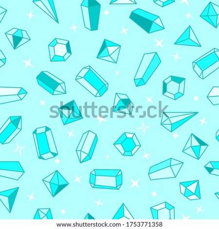 seamless green background with emeralds