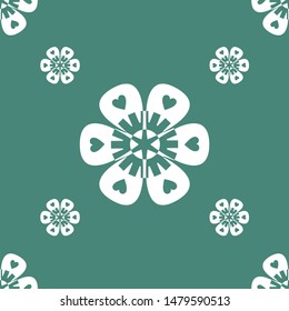 Seamless green background flower pattern vector