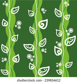 Seamless green background with leaves