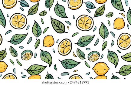 seamless green background with leaves isolated pattern vector
