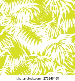 Seamless green background with palm leafs