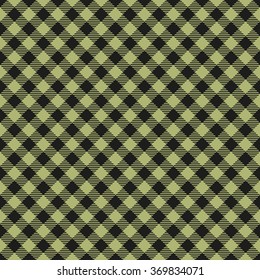 Seamless Green and Black Checkered Plaid Fabric Pattern Texture