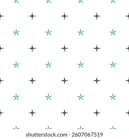 Seamless green and black shining star on white background