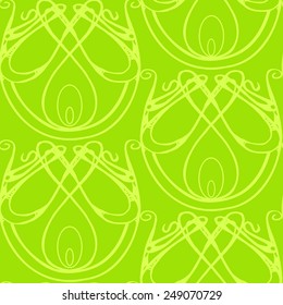 Seamless green and blue art nouveau pattern, abstract vector design