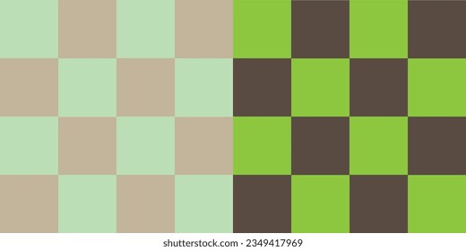 Seamless green and brown square grid pattern for background
