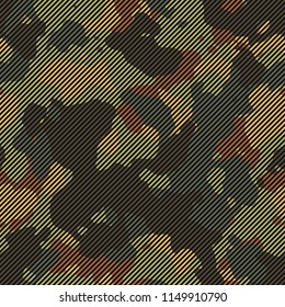 Seamless Green And Brown Striped Camo Textile Pattern Vector