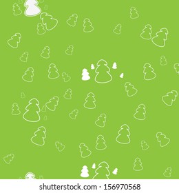 Seamless green christmas pattern with Christmas tree. Vector illustration.