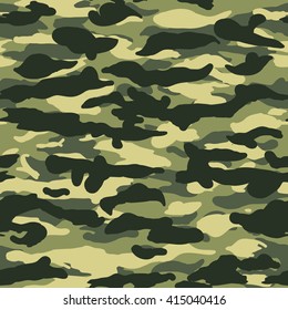 Seamless green classic wide camo pattern vector