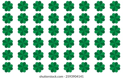 Seamless green clover leaf pattern, shamrock leaves, greenery background for St. Patrick's Day. Irish nature illustration