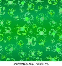 Seamless green crab pattern