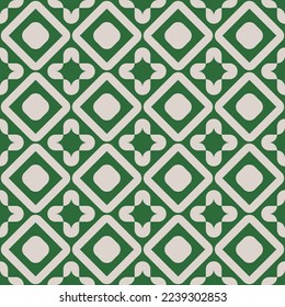seamless green damask geometric pattern