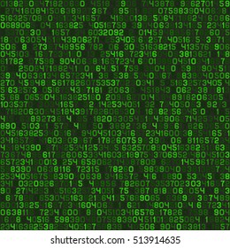 Seamless Green Decimal Computer Code Background Wallpaper. Vector