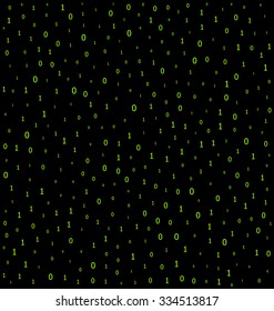 Seamless green digit binary pattern virtual code on black background - vector