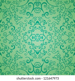 Seamless green emerald floral pattern for your web design, texture