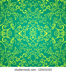 Seamless green emerald floral pattern for your web design, texture