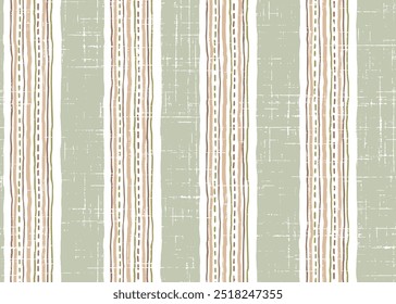 Seamless green farmhouse style dot stripes texture. Woven linen cloth pattern background. Line striped closeup weave fabric for kitchen towel