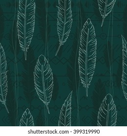 Seamless green feather background texture