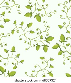 Seamless green floral pattern.