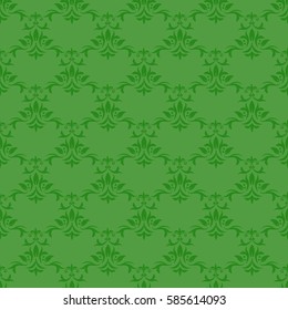 Seamless green floral pattern for background design. Vector illustration.