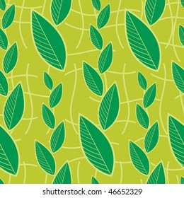 Seamless green floral pattern with leafs