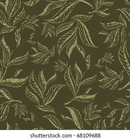 Seamless green floral pattern with leafs (From my big "Seamless collection")