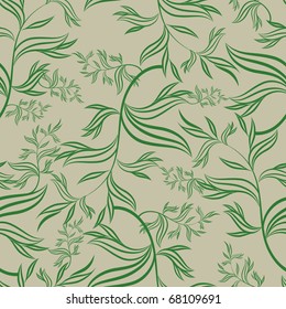 Seamless green floral pattern with leafs (From my big "Seamless collection")