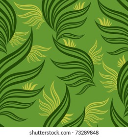 Seamless green floral pattern with leafs (From my big "Seamless collection")