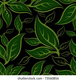 Seamless green floral pattern with leafs (From my big "Seamless collection")