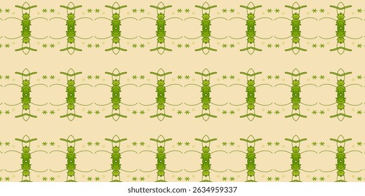 Patrón floral verde inconsútil sobre fondo beige