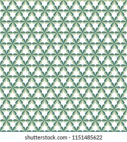 Seamless Green Floral Pattern. Vector Ornament Background. Abstract Vintage Texture.