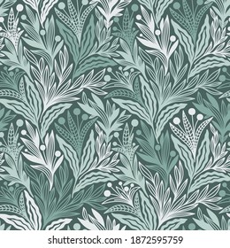 SEAMLESS GREEN FLORAL PATTERN IN VECTOR