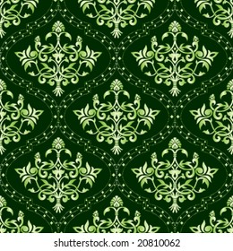 Seamless green floral pattern (vector); a JPG version is also available.