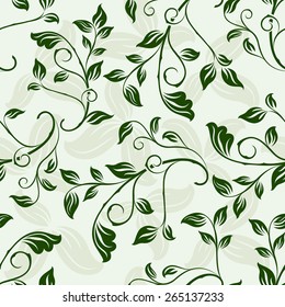 Fondo vectorial de resorte floral verde sin soldadura.