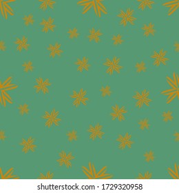 Seamless green flower meadow. Beauty summer and spring magical plant. Floral unique composition. Design for textile, fabric. Vector illustration.