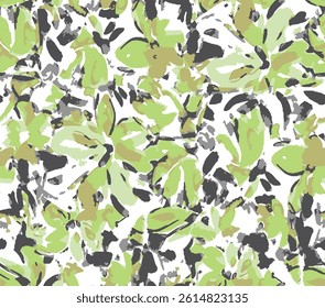Seamless green flower pattern. Abstract pattern. Textile print pattern.Seamless pattern design for textile. For textile and fashion.