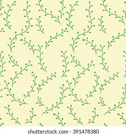Seamless Green flowers pattern. Vector Illustration