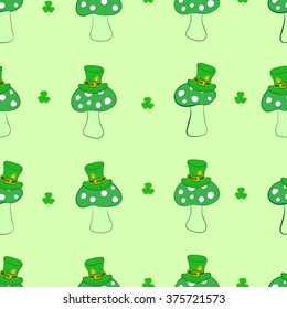 Seamless green fly agarics