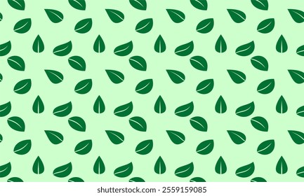 Seamless Green Fresh Leaf Background for Wallpaper and Natural Backdrop, Simple Vector Illustration, Editable and Scalable EPS File