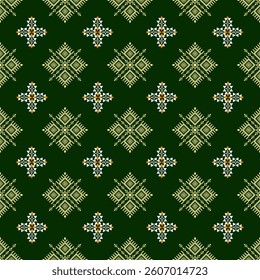 seamless Green Geometric Floral Pattern