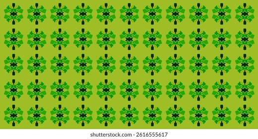 Seamless Green Geometric Floral Pattern Background