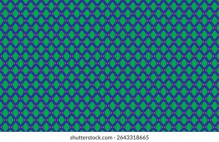 Seamless green geometric square pattern with retro decorative design
