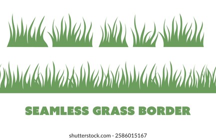 Seamless Green Grass Border Vector Illustration